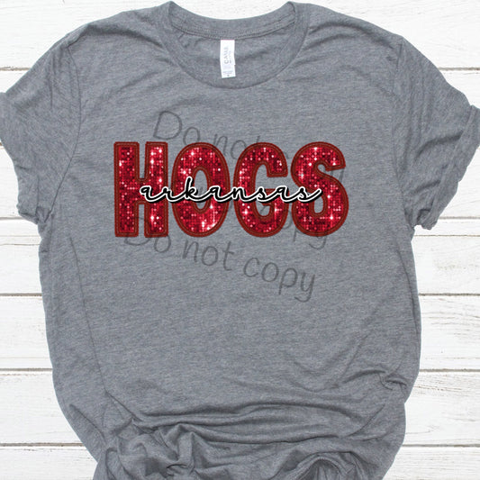 Hogs Arkansas sequin -DTF