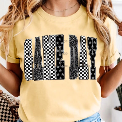 Game Day checkered with stars-DTF&UV