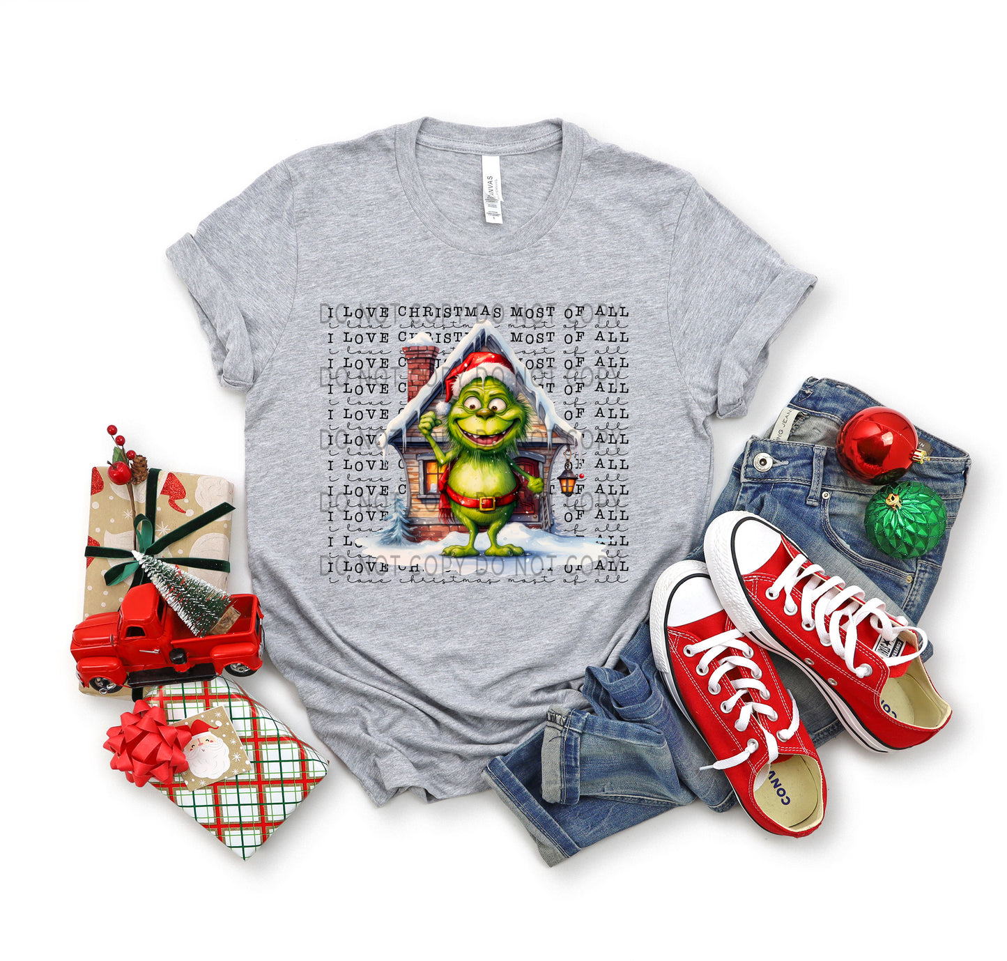 I Love Christmas Most Of All Green Gnome Santa -DTF