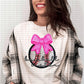 Baseball Sister With Faux Embroidery Coquette Bow - DTF