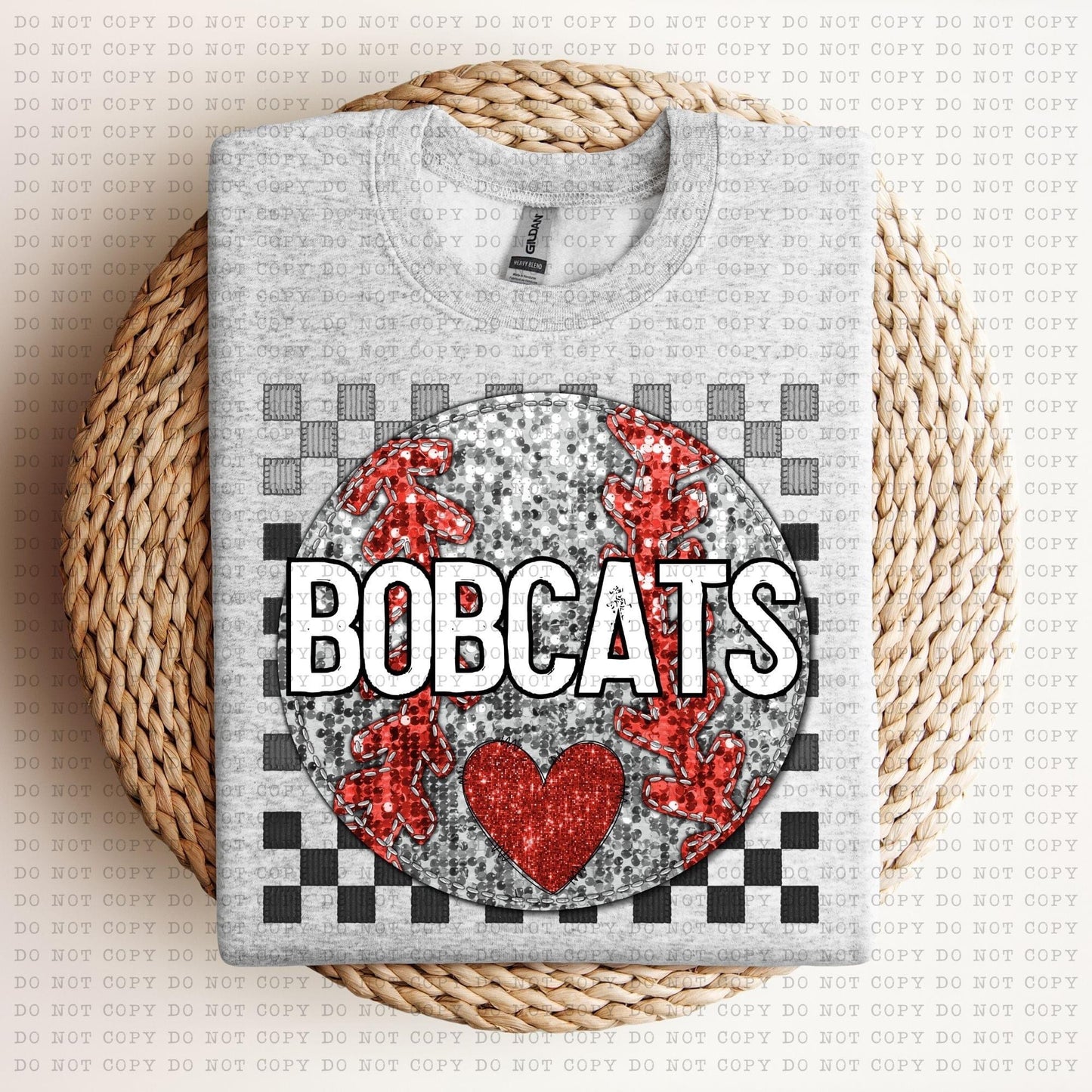Baseball Mascots Faux Embroidery Checkered Sequins -DTF