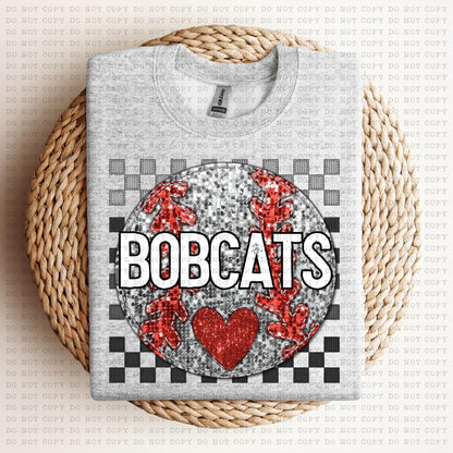 Baseball Mascots Faux Embroidery Checkered Sequins -DTF