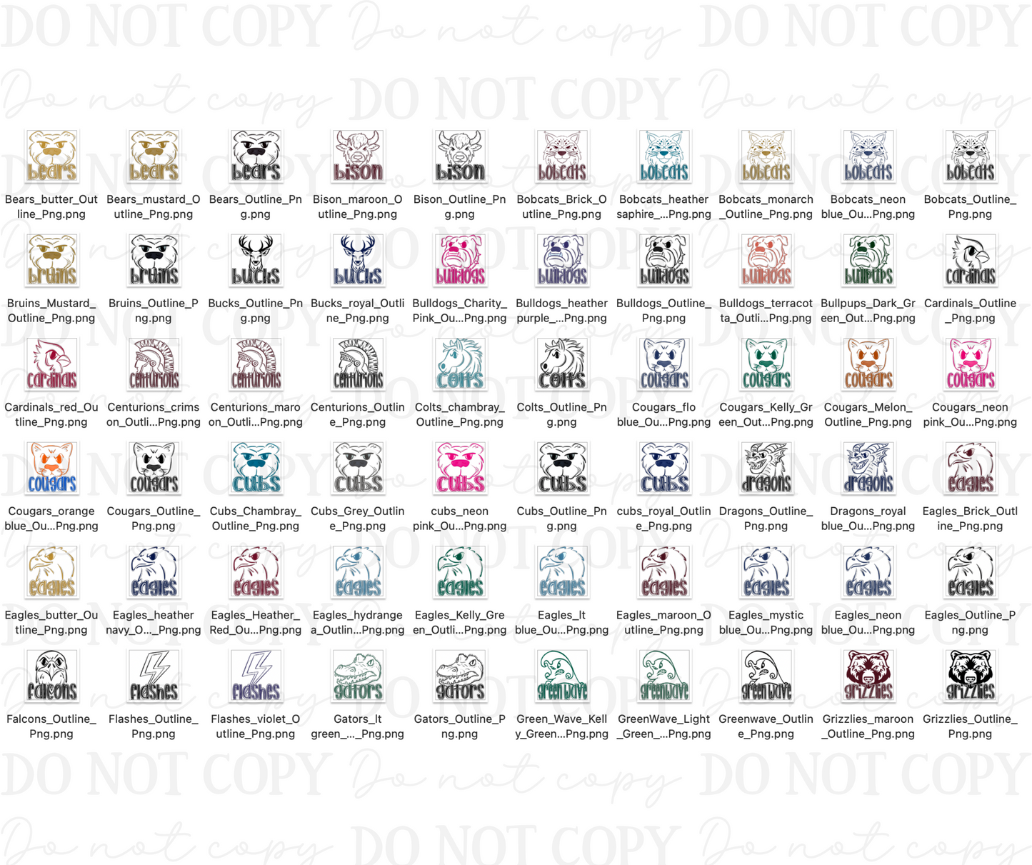 Mascot Outlines (dropdown)-DTF&UV