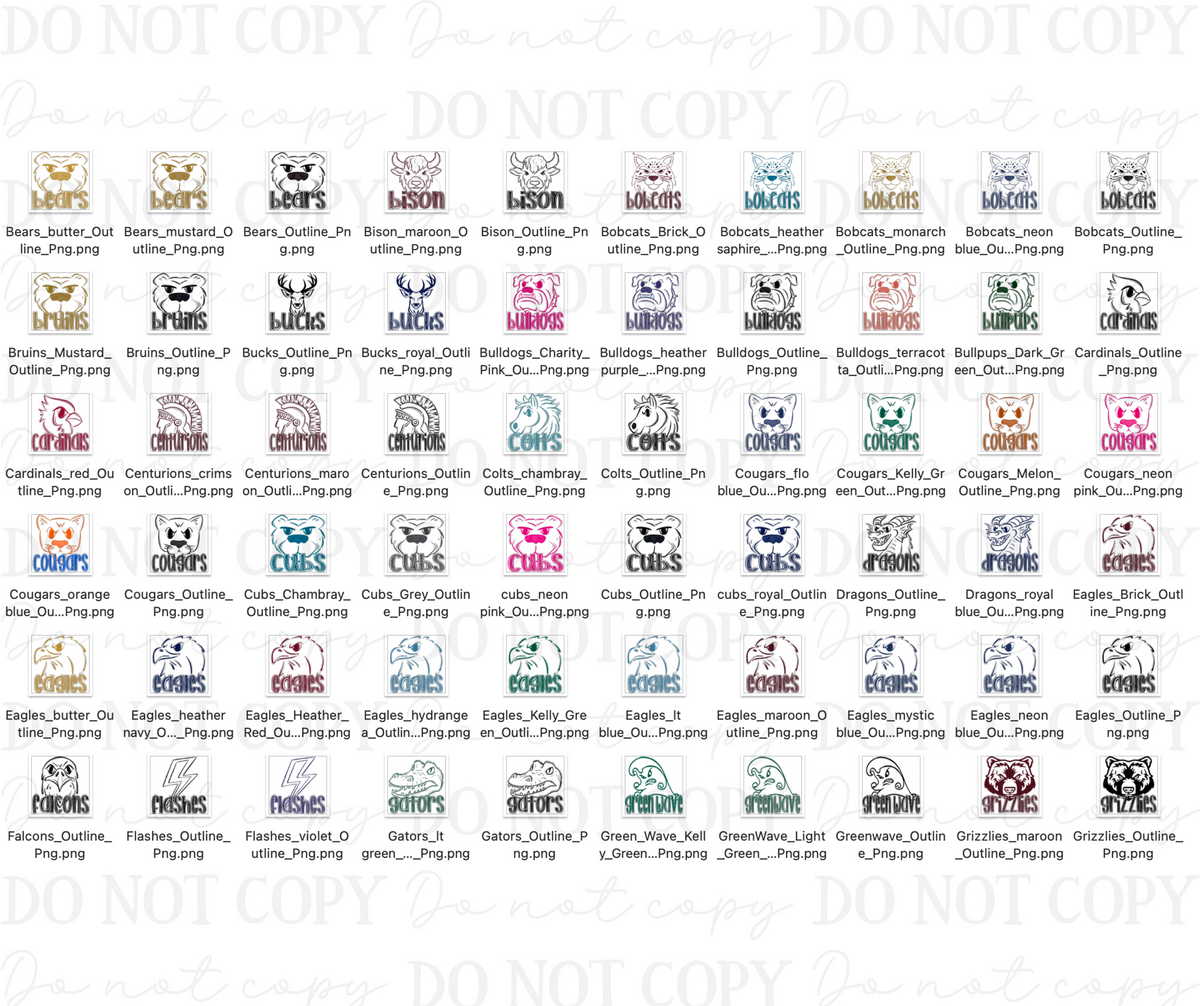 Mascot Outlines (dropdown)-DTF&UV