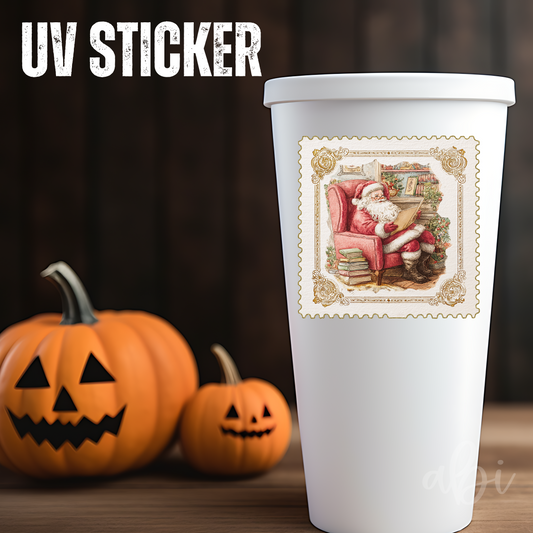 VINTAGE SANTA POSTAGE STAMP -UV Stickers