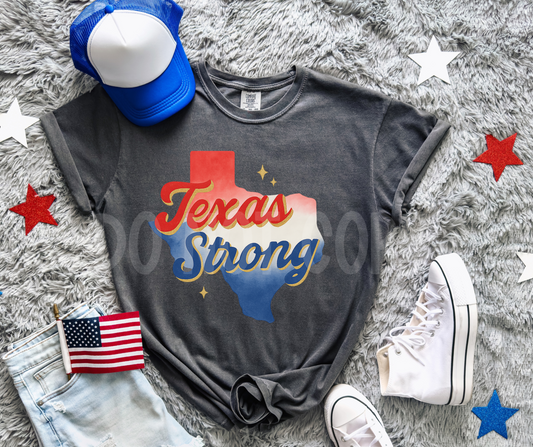 Texas Strong writing on state-DTF&UV