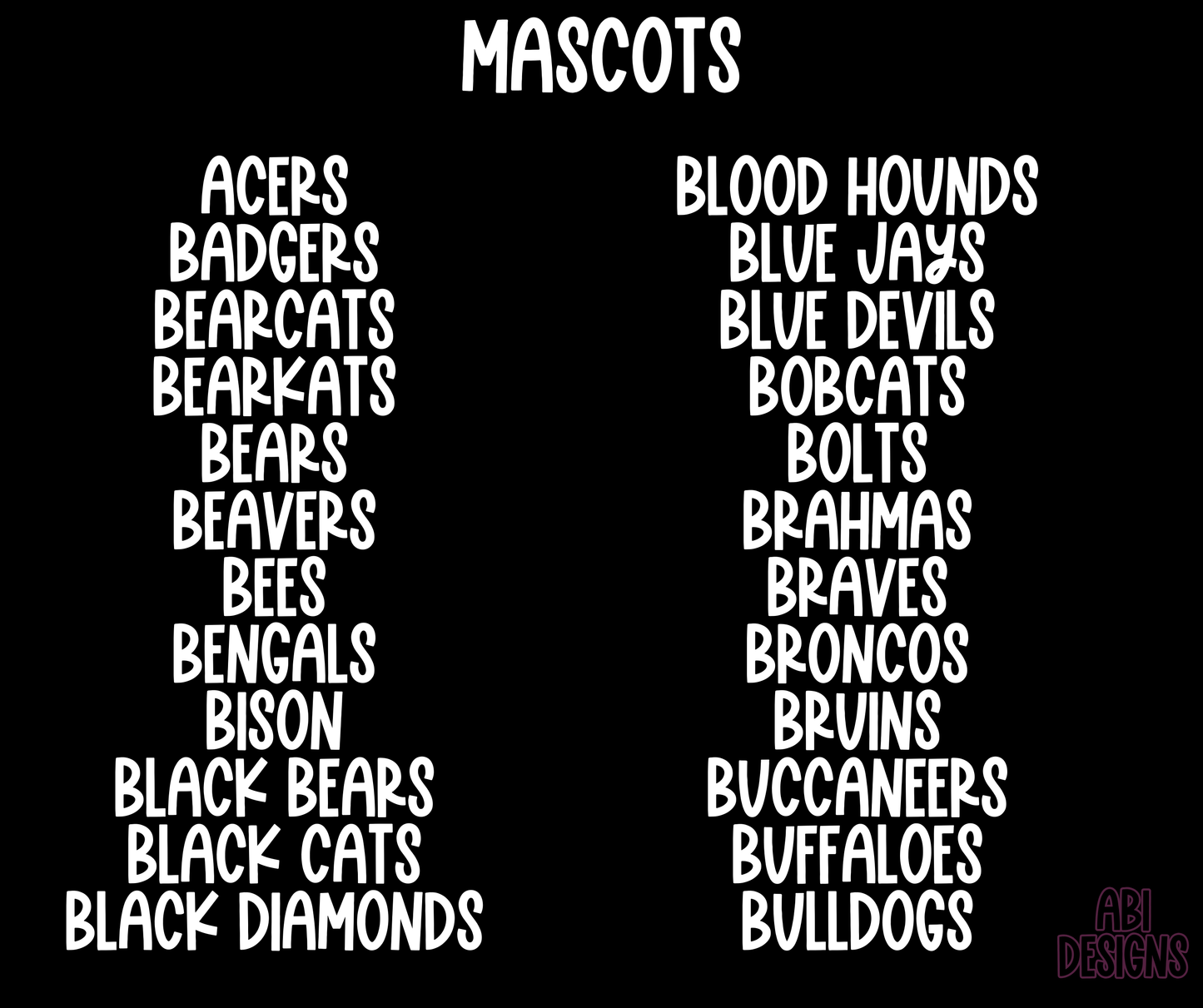 Holo Mascots (ALL 115 MASCOTS in this listing)-DTF