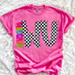 Neon Checkered Letter with Mascot Name (Dropdown)-DTF&UV