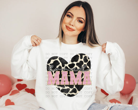 Loved Mama Cow Print Heart DTF