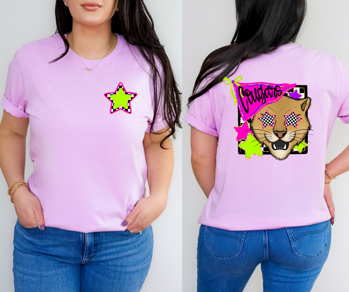 Neon Checkered Mascots(Dropdown)-DTF&UV