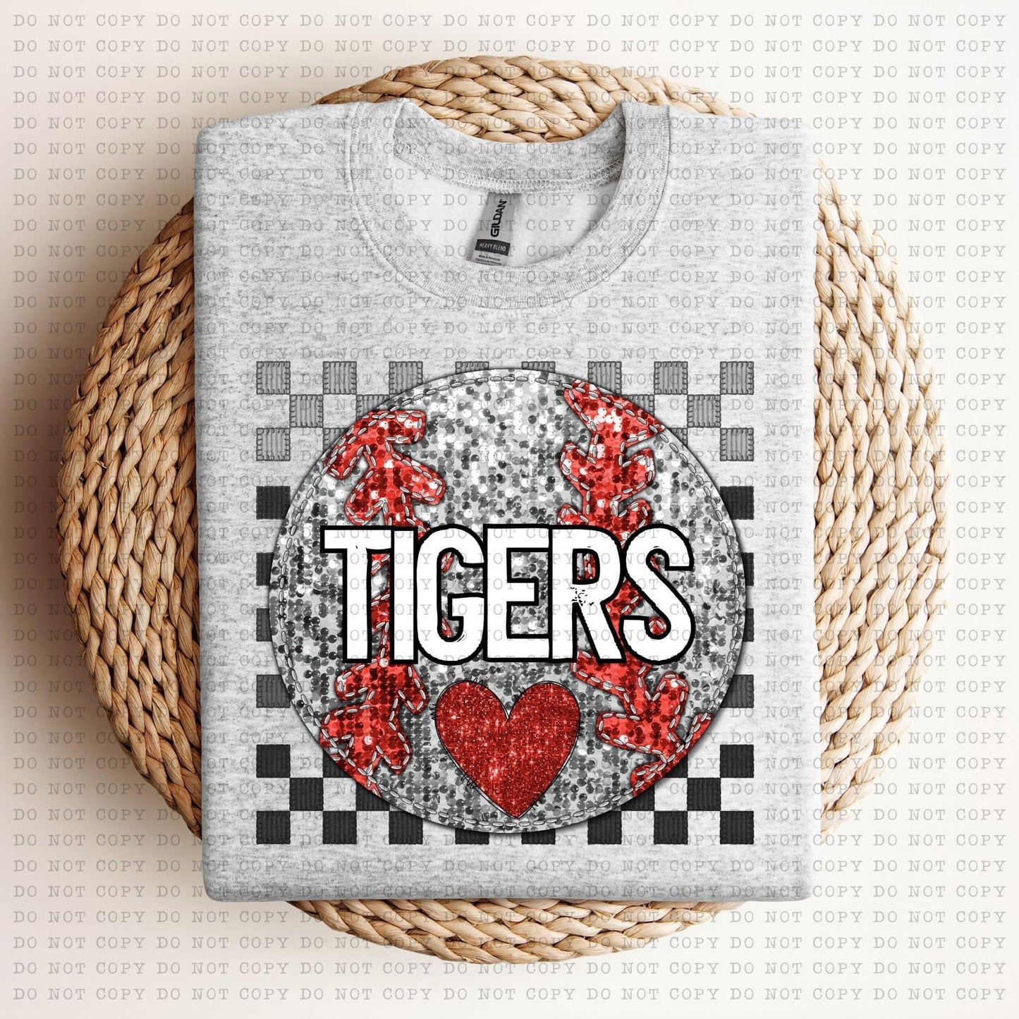 Baseball Mascots Faux Embroidery Checkered Sequins -DTF
