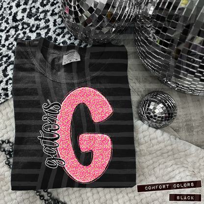 Pink Glitter Leopard Initial or word-CUSTOM: (ANY NAME, ANY MASCOT)-DTF&UV