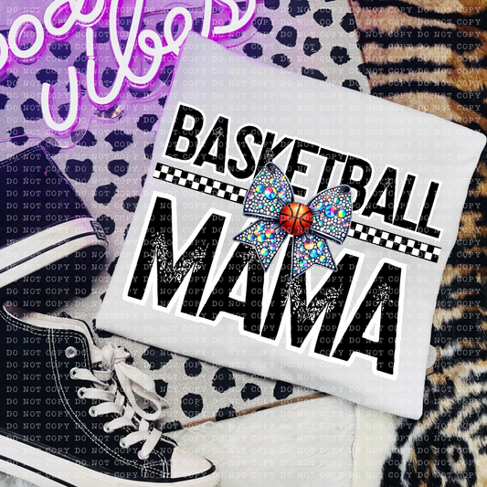 Basketball Mama blue faux sequin bow-DTF