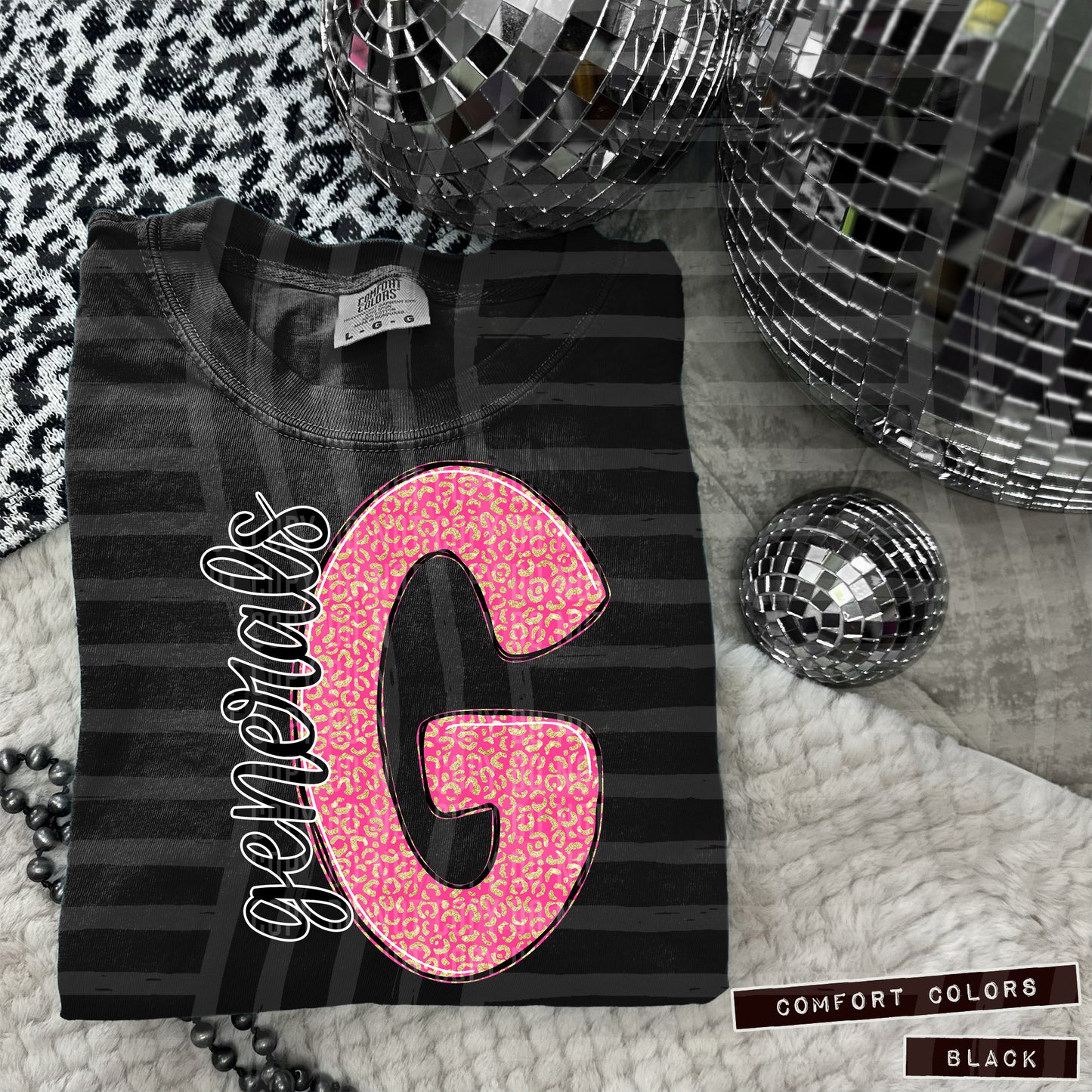 Pink Glitter Leopard Initial or word-CUSTOM: (ANY NAME, ANY MASCOT)-DTF&UV