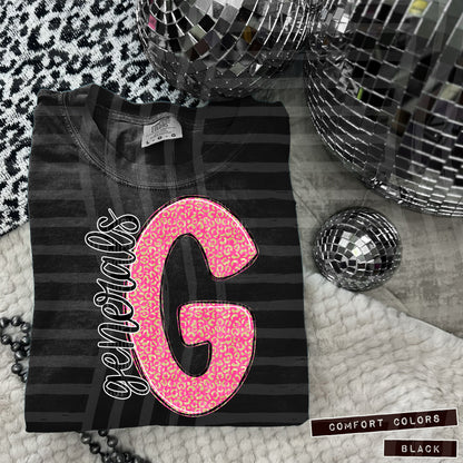 Pink Glitter Leopard Initial or word-CUSTOM: (ANY NAME, ANY MASCOT)-DTF&UV