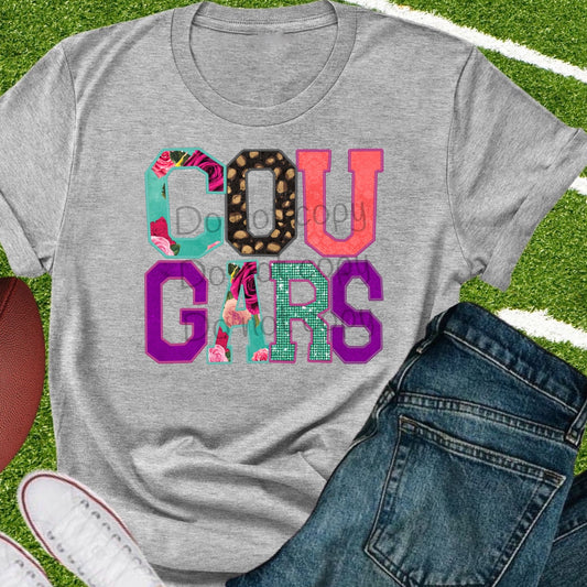 Cougars appliqué words-DTF