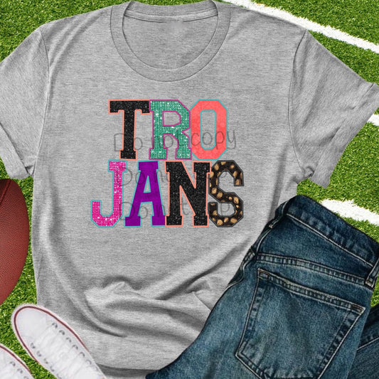 Trojans faux appliqué words-DTF