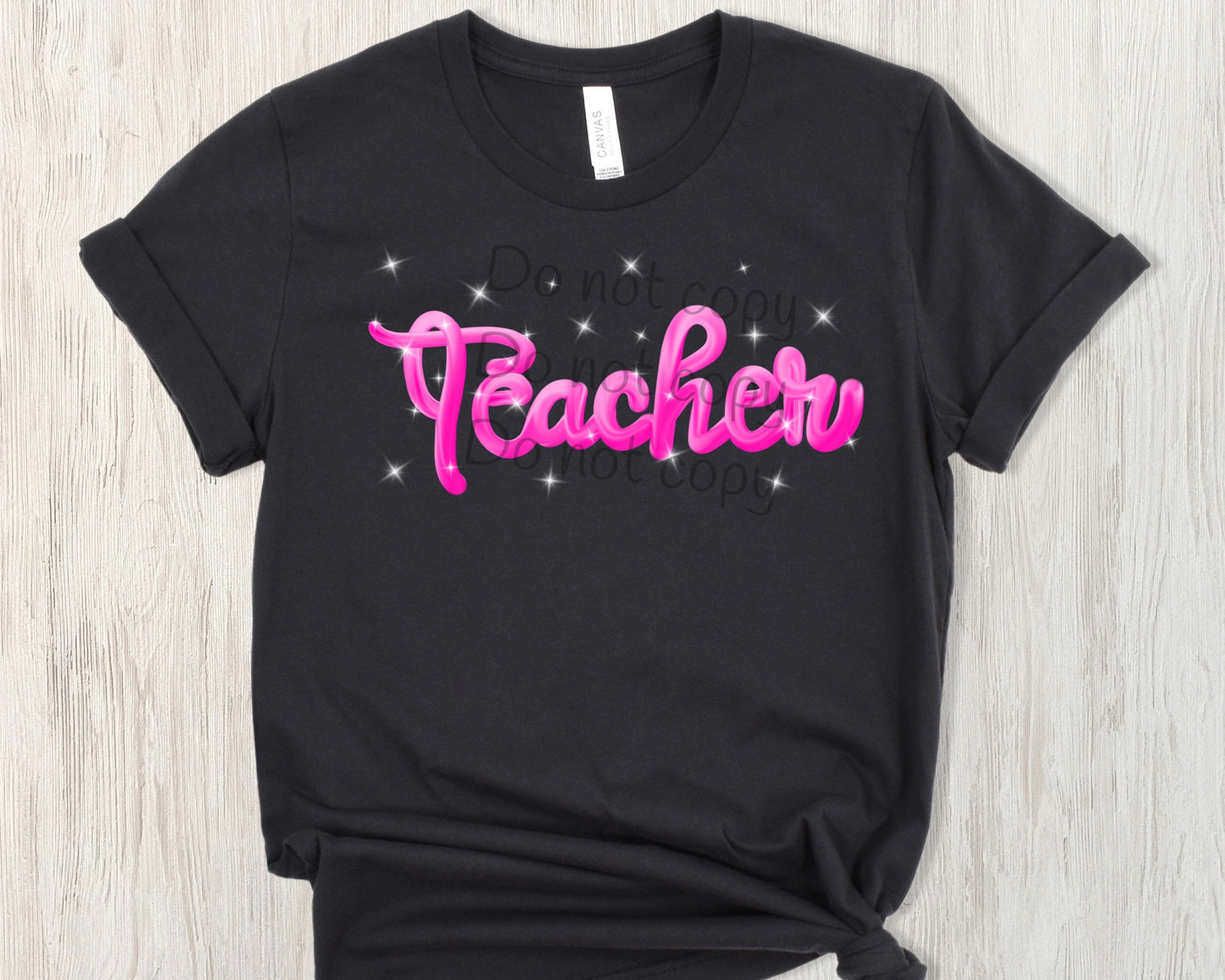 Teacher pink faux sparkle-DTF