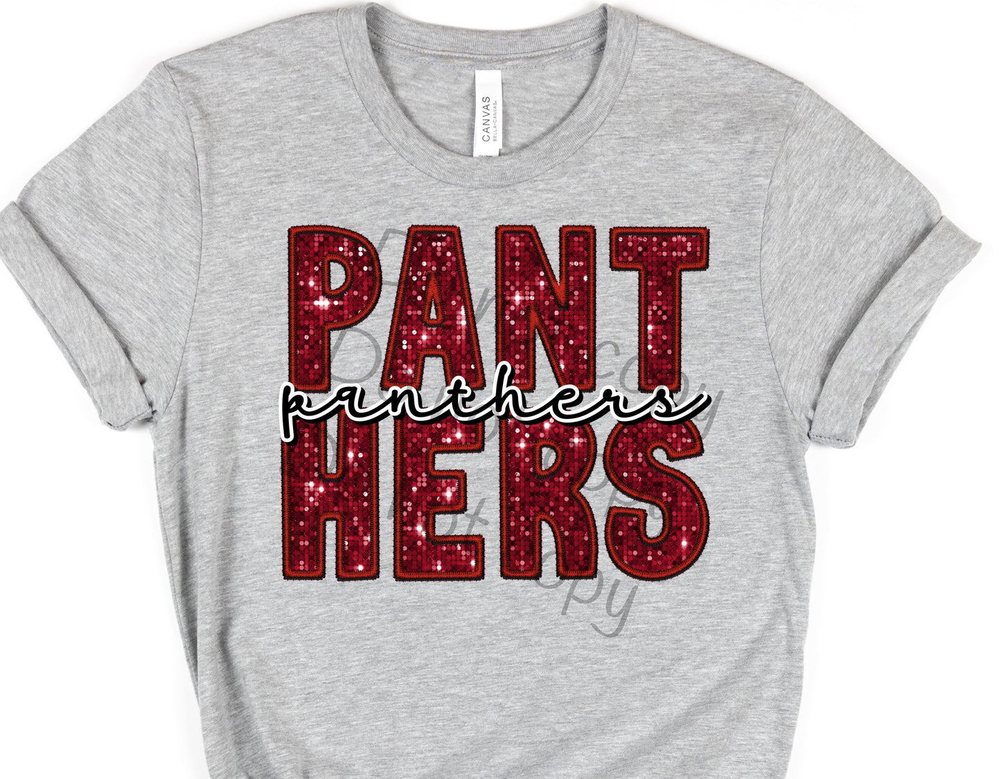 Panthers red sequin panthers-DTF