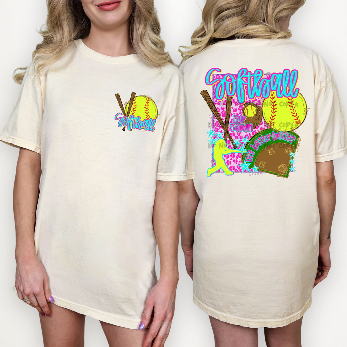 Softball hey batter batter (FRONT & BACK)-DTF