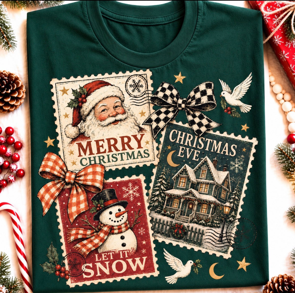 Vintage Christmas Stamps- DTF