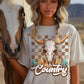 Country Checkered Skull And Cactus - DTF