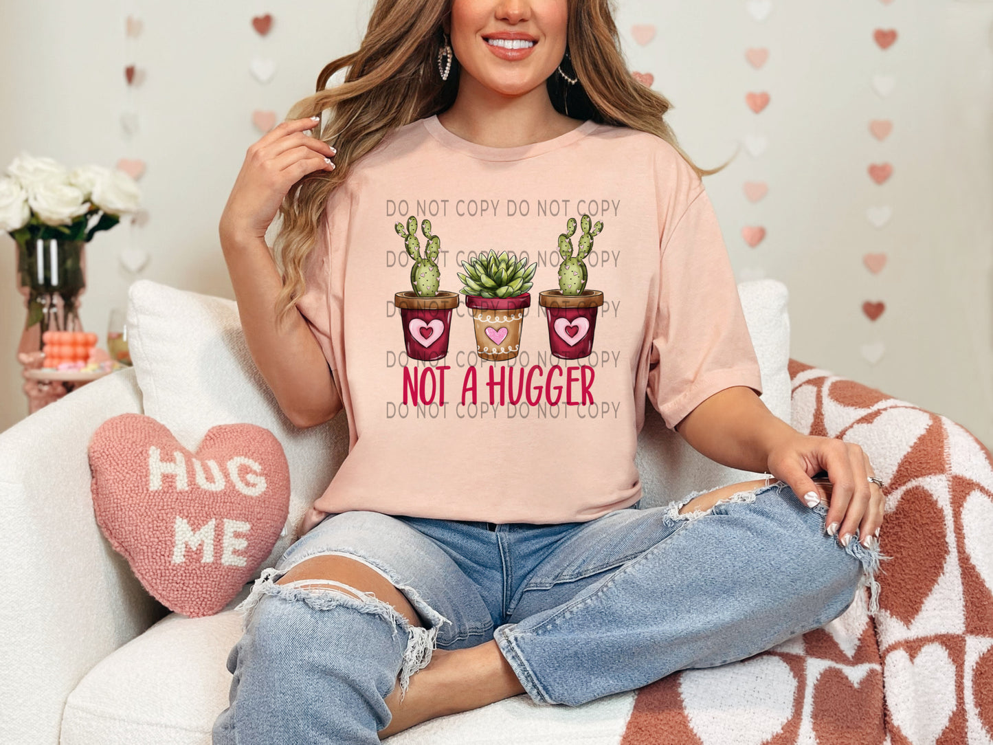 Not A Hugger Heart Pots - DTF