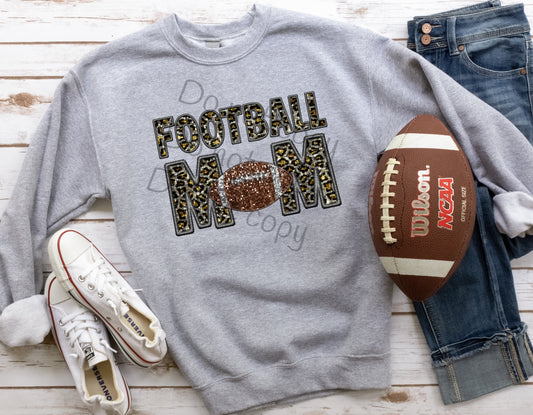 Gold leopard sequin Football mom-DTF