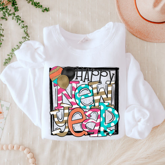 Happy New Year Doodle-DTF