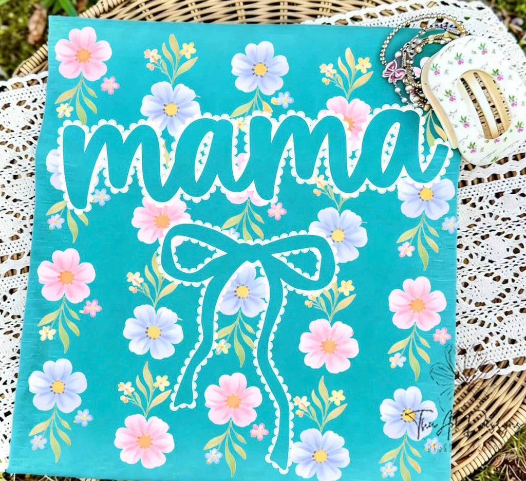 Mama bow with column flowers-DTF&UV