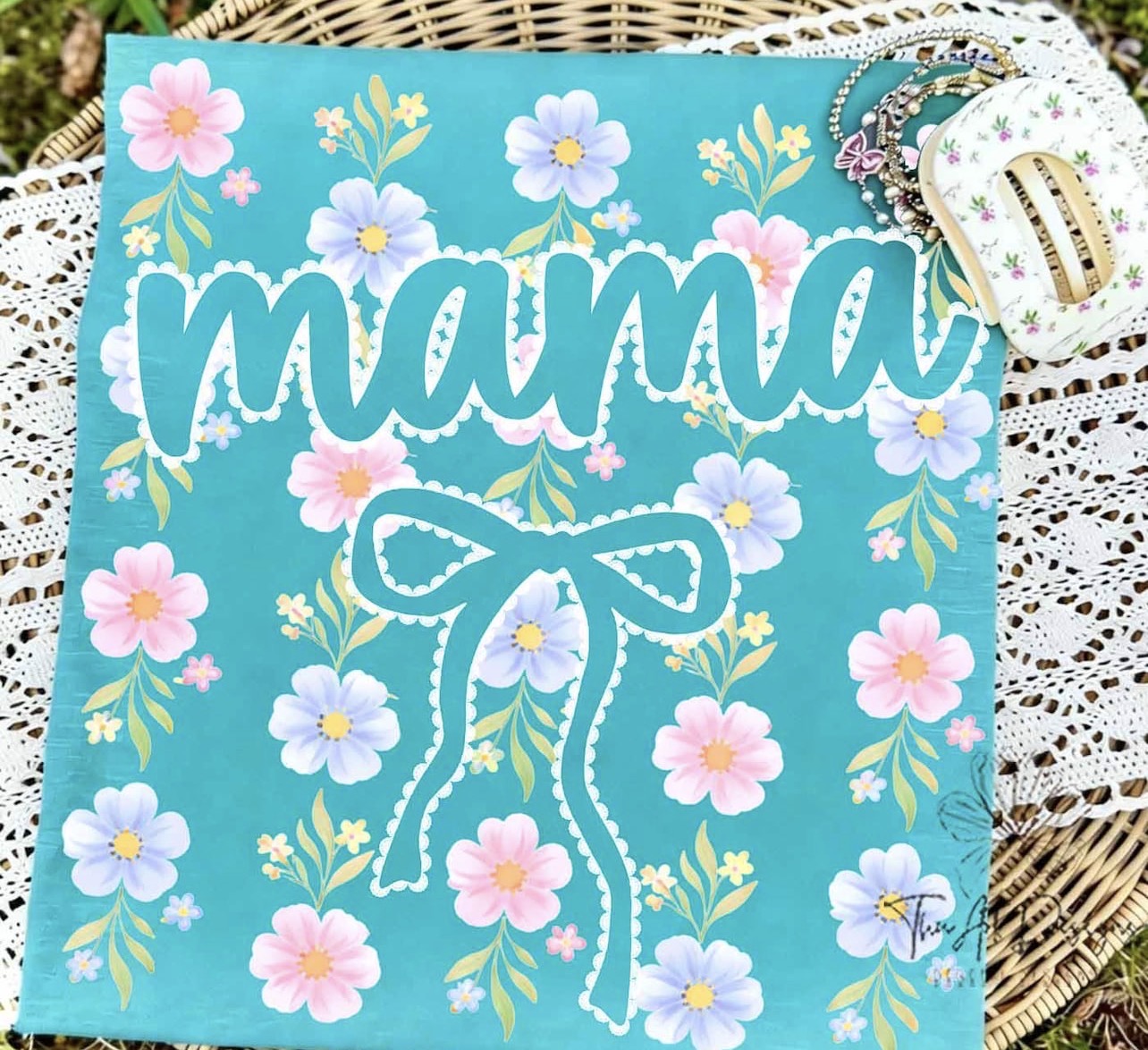 Mama bow with column flowers-DTF&UV