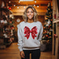 Red faux sequin bow-DTF