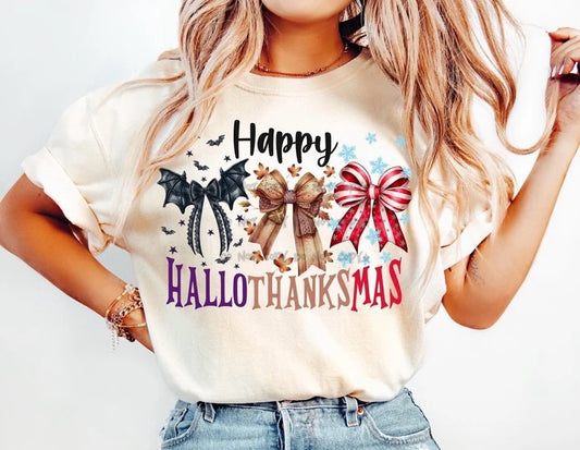 Happy Hallothanksmas bows- DTF