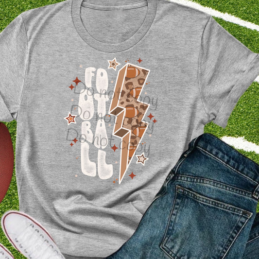 Football distressed white bolt-DTF