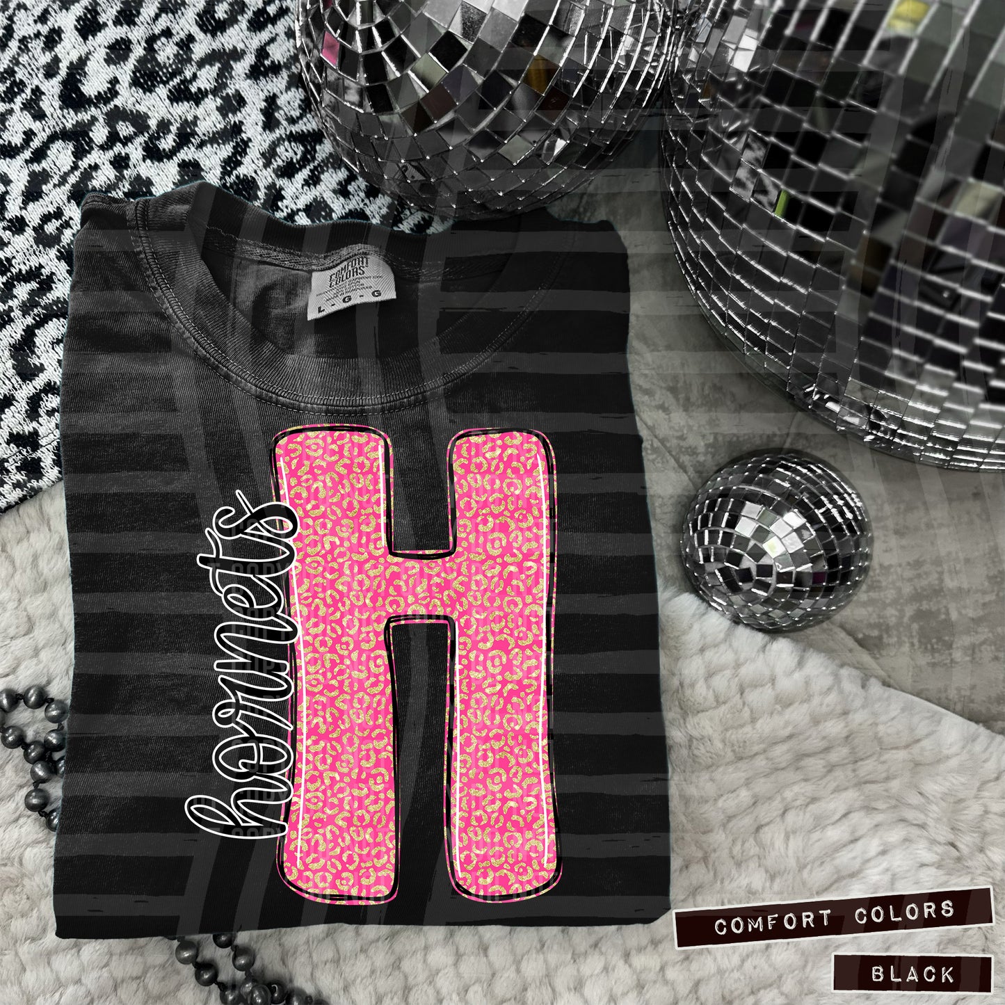Pink Glitter Leopard Initial or word-CUSTOM: (ANY NAME, ANY MASCOT)-DTF&UV