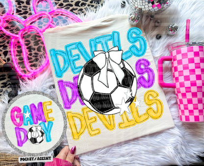Bright Preppy Soccer(included FRONT AND BACK) DROPDOWN- DTF&UV