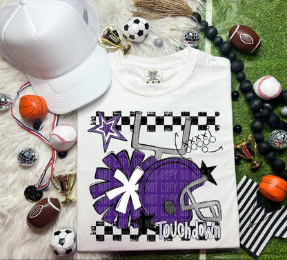 Football Helmet- Pom(Dropdown)- DTF&UV