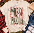 Merry and Bright red stripes-DTF DEAL