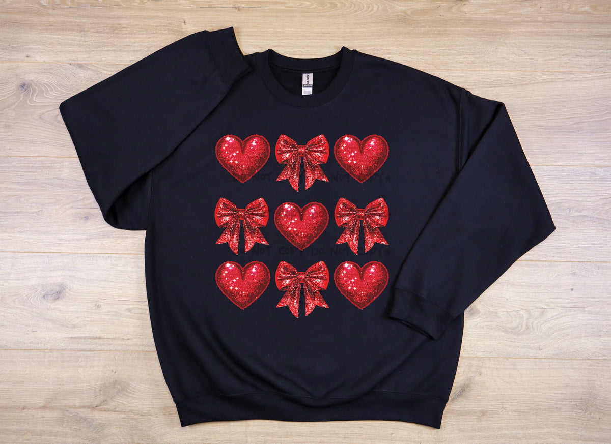 Red bows and hearts-DTF