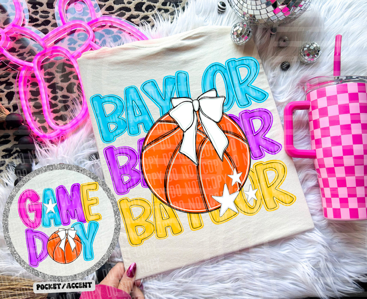 Bright Preppy Basketball(included FRONT AND BACK) DROPDOWN- DTF&UV