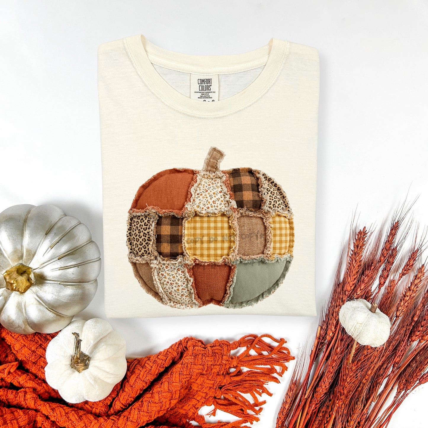 Faux quilt patch pumpkin- DTF&UV