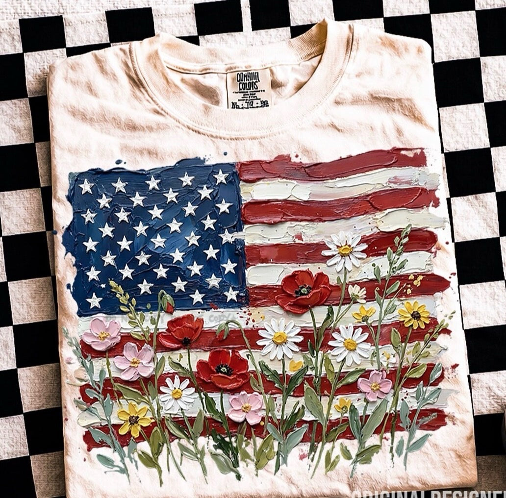 Painted flag and flowers-DTF&UV