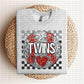 Baseball Mascots Faux Embroidery Checkered Sequins -DTF
