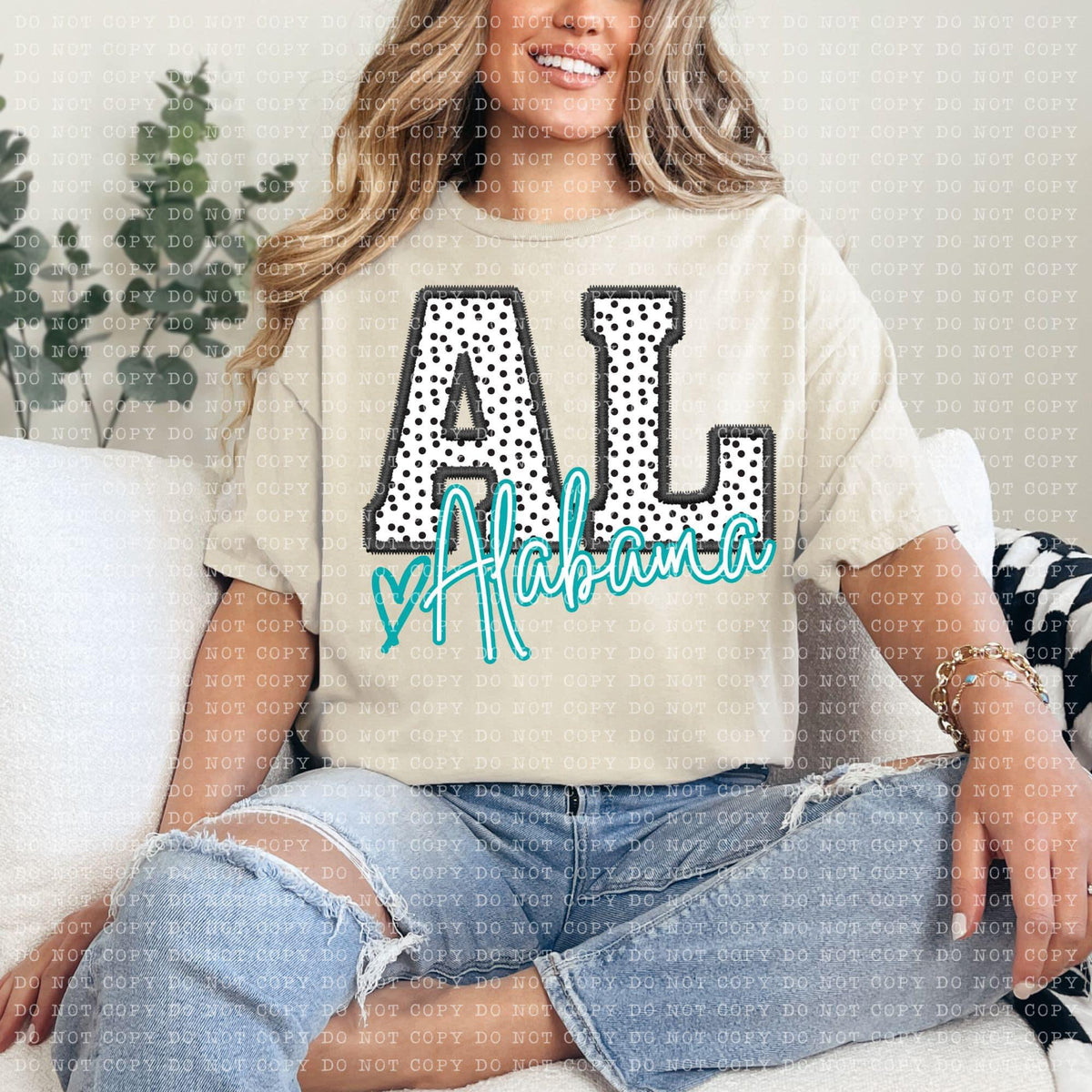 Polka Dotted Faux Embroidery States (ALL STATES)-DTF