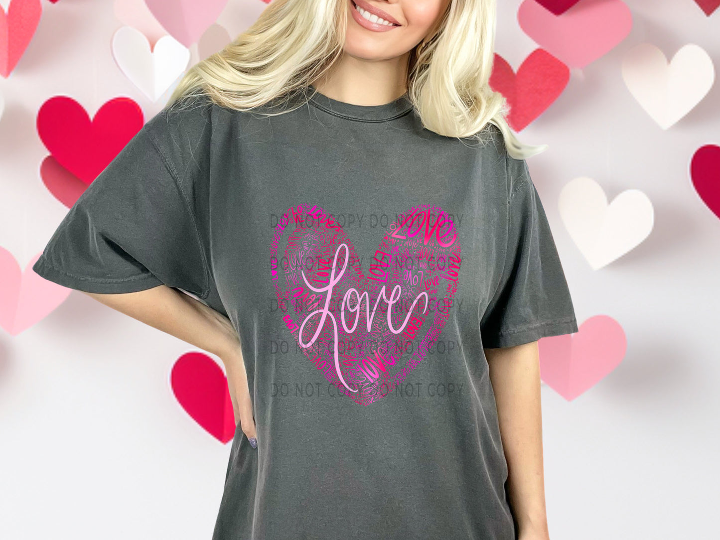 Love Heart Repeated Purple DTF