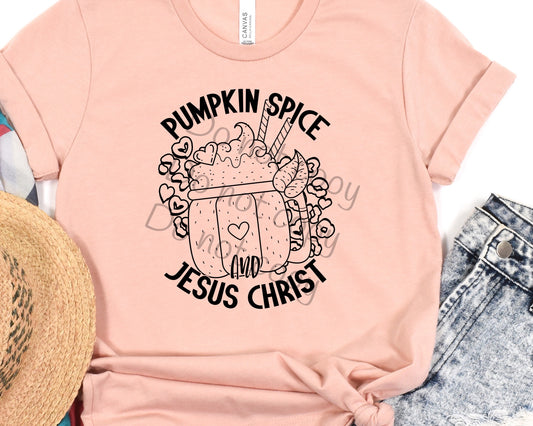 Pumpkin spice and Jesus Christ single color -DTF