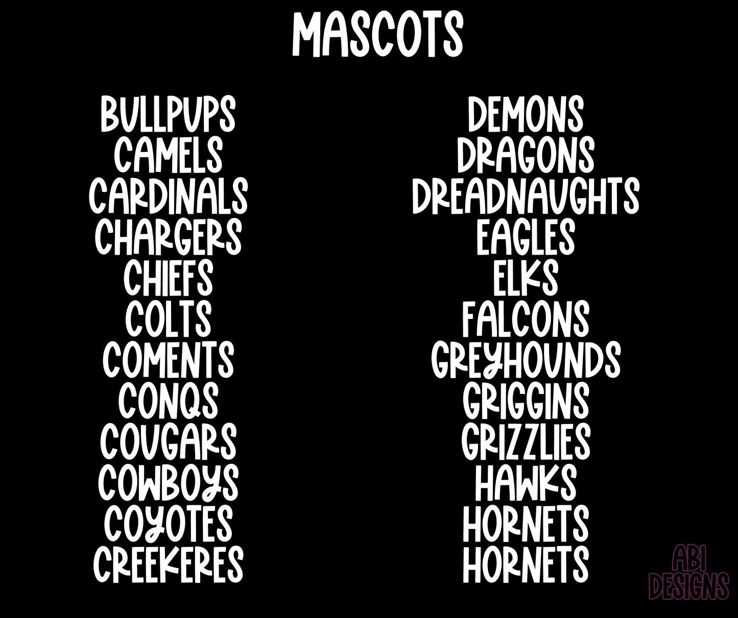 Holo Mascots (ALL 115 MASCOTS in this listing)-DTF