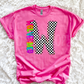 Neon Checkered Letter with Mascot Name (Dropdown)-DTF&UV