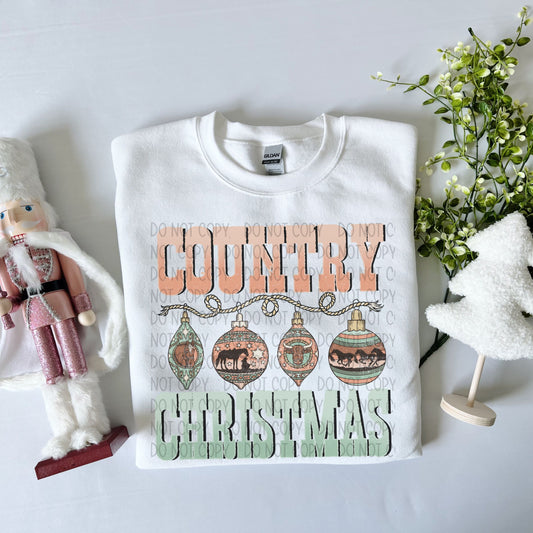 Country Christmas balls in center-DTF
