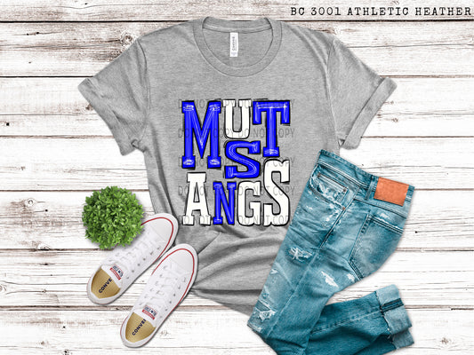 Mustangs Royal and White - DTF